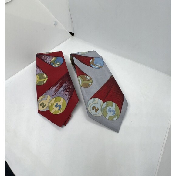 Vintage Lot Galassia Ties Pool Balls Red & Blue Classic Novelty Action - Picture 1 of 9